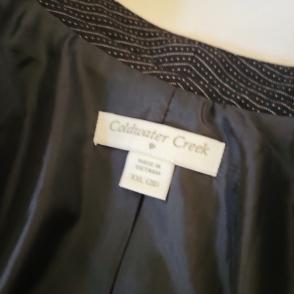 Coldwater Creek Blazer Womens Black White Striped Jacket Open Front - Picture 7 of 8